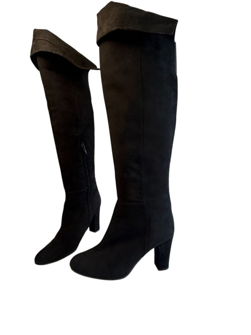 Halogen Noble Over The Knee Boots Women’s Size 9M Black Leather Block Heel Shoes